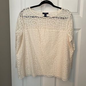 White Lace Bell Sleeve Top- Gap